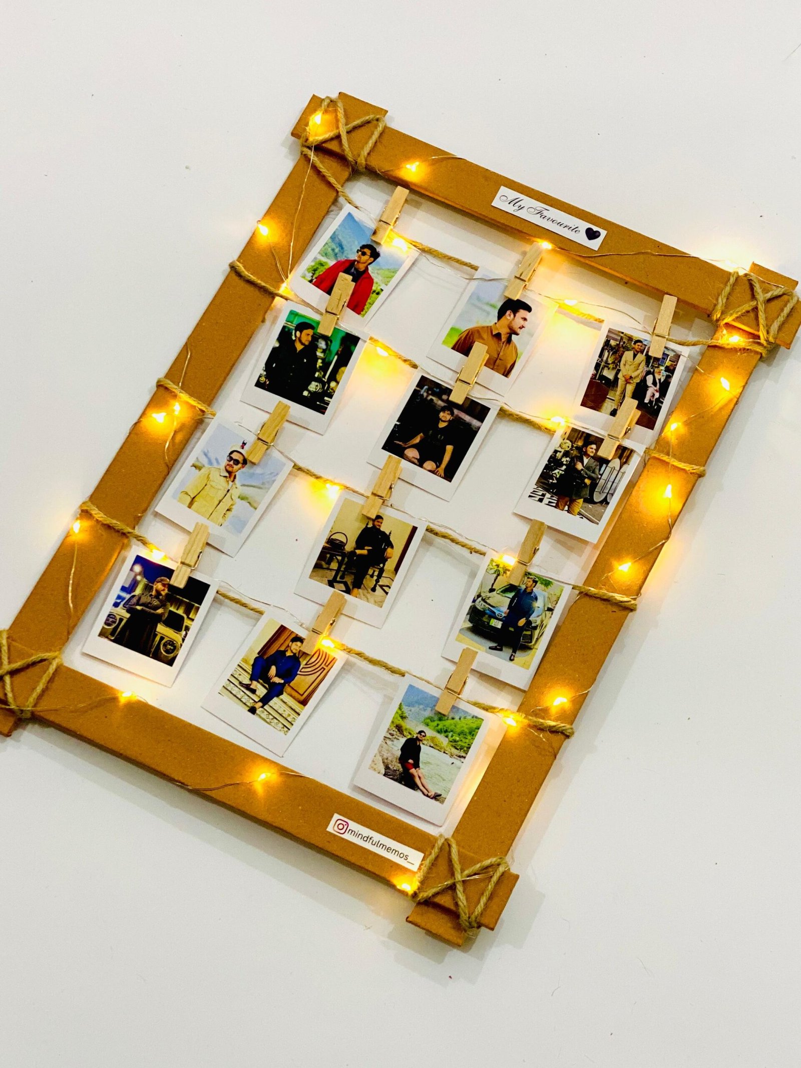 Wooden polaroid frame with clips✨️